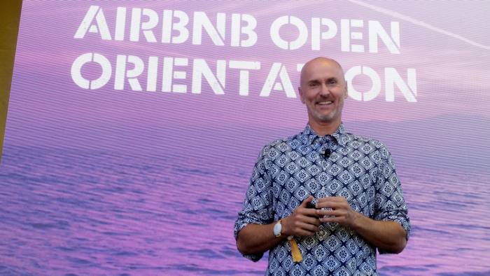 LOS ANGELES, CA - NOVEMBER 17: Head of Global Hospitality & Strategy at Airbnb, Chip Conley speaks onstage at Airbnb Open Orientation during Airbnb Open LA - Day 1 on November 17, 2016 in Los Angeles, California. (Photo by Frazer Harrison/Getty Images for Airbnb)