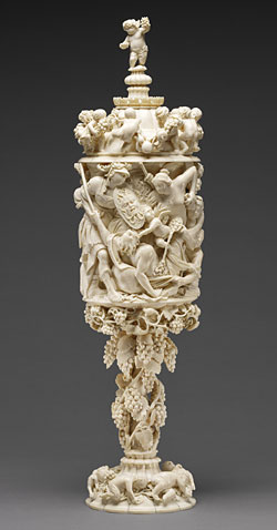 Carved ivory goblet (1680s) by Balthasar Griessman