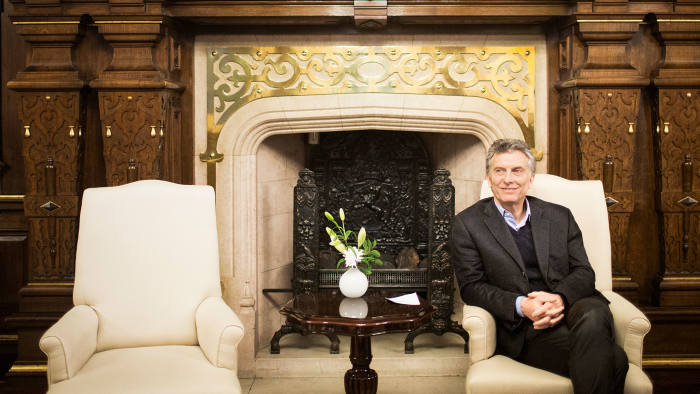 Mauricio Macri, president of Argentina, at the Government House, also known as Pink House