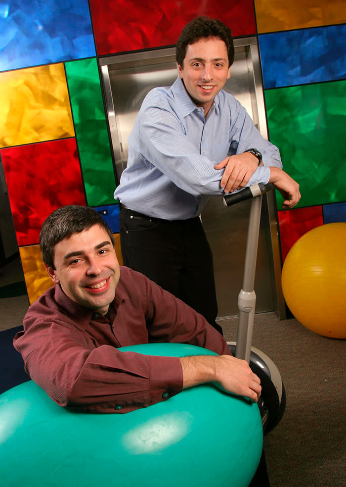 Google founders Larry Page, left, and Sergey Brin in the early days of the company
