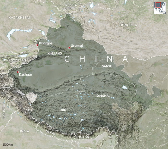 Xinjiang, China map