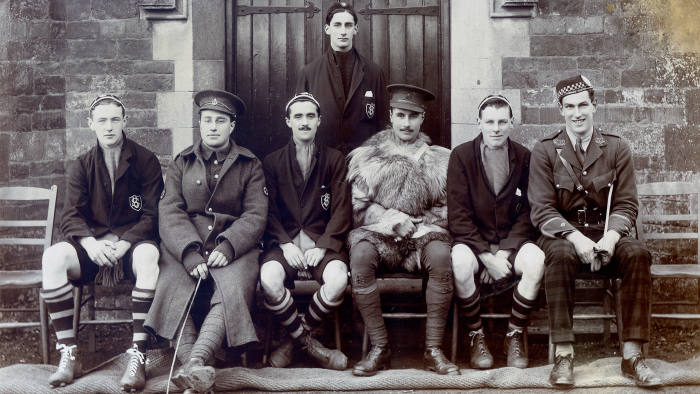 Bernard Schlesinger (second fromm left) on a visit to Uppingham school, England, before being sent to fight in the first world war in France