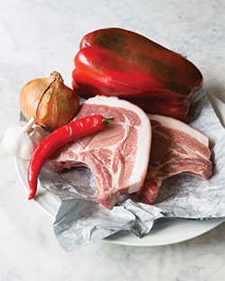 Pork chop with peperonata ingredients