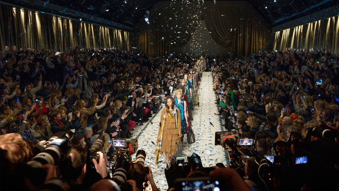 Models closing the Burberry show