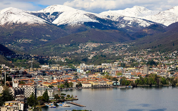 View of Lake Lugano in Ticino, Switzerland