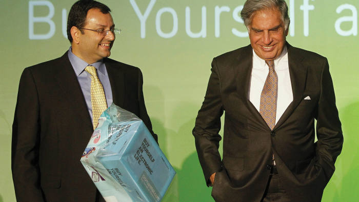 Cyrus Mistry and Ratan Tata at a company launch in 2012