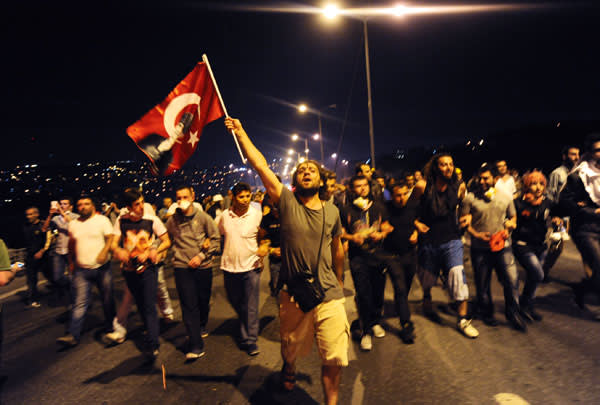 Protesters march towards Taksim Square in June