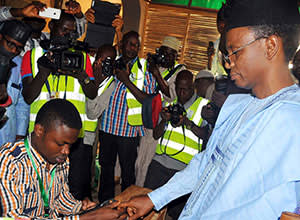 Nasir el-Rufai at a polling station to cast his votes in April 2015