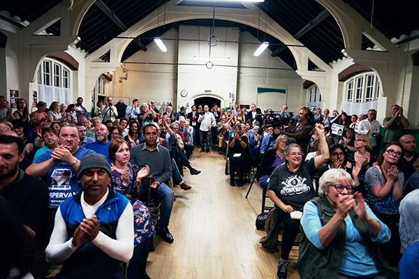 An audience applauding during a Momentum rally in Walthamstow, east London, earlier this month