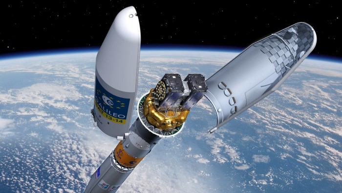 Artist’s impression of the Soyuz Fregat fairing separation Released 09/05/2016 3:34 pm Copyright ESA–Pierre Carril, 2016 Description Artist’s impression of the Soyuz Fregat fairing separation. Soyuz rocket fairing carrying Galileo 13 and 14 satellites, seen atop the Fregat upper stage that flies them most of the way to their intended medium-altitude orbit. Id 360250