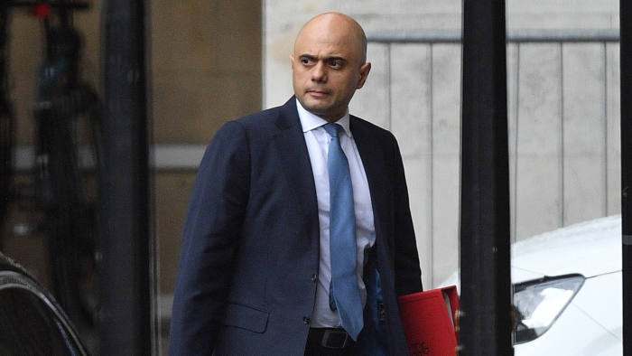 LONDON, ENGLAND - JUNE 18: Home Secretary of the United Kingdom and Conservative Party leadership candidate, Sajid Javid walks outside the House of Commons on June 18, 2019 in London, England. The Conservative leadership contest will enter the next stage later today when a second round of voting is held in Parliament. (Photo by Leon Neal/Getty Images)
