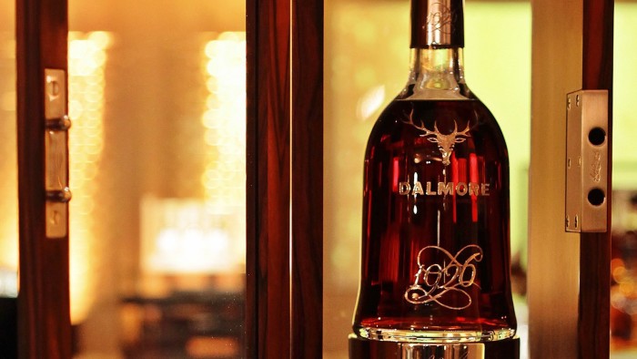 31 Mar 2012, Singapore --- A bottle of 1926 Dalmore Single Malt Scotch Whisky worth S$300,000 ($238,228) is pictured before an event featuring speciality wine and liquor by luxury travel retailer DFS Group at a hotel in Singapore March 31, 2012. Singapore is the first stop this year for a series of DFS events highlighting a wide range of luxury offerings. REUTERS/Tim Chong (SINGAPORE - Tags: SOCIETY WEALTH FOOD TRAVEL) --- Image by © TIM CHONG/Reuters/Corbis
