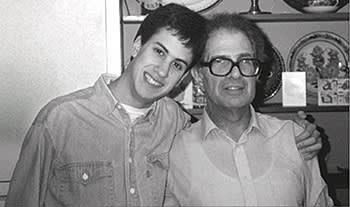 At the family home with his father Ralph, 1989