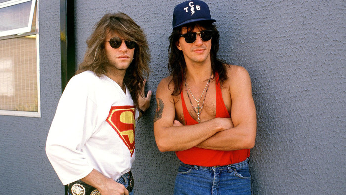 Jon Bon Jovi (left) with Richie Sambora in the mid-1980s