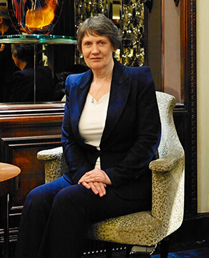 Helen Clark in London, shortly before flying out to Davos