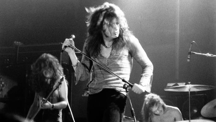 David Coverdale and Glenn Hughes of Deep Purple perform in Copenhagen in the mid-1970s