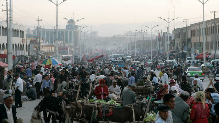 People shopping in Kashgar, Xinjiang, China