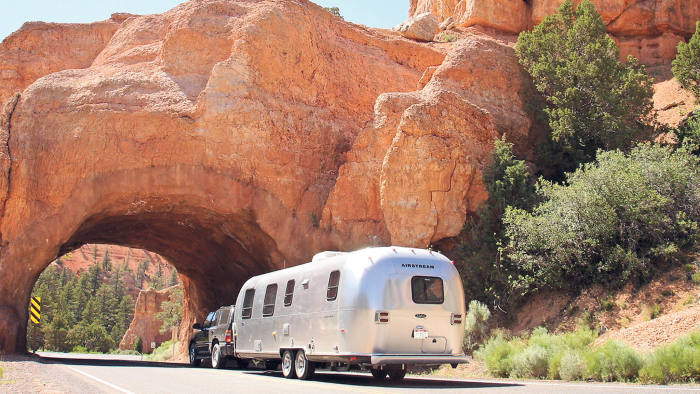 the Airstream on the road