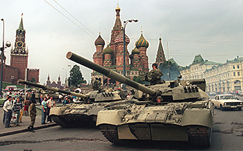 Tanks in Moscow’s Red Square, 1991