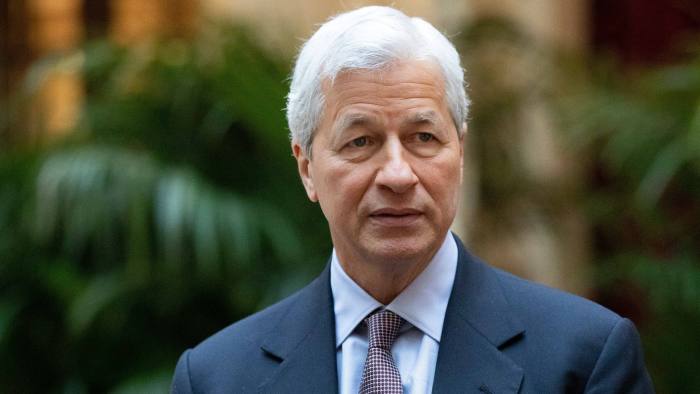 Jamie Dimon, chief executive officer of JPMorgan Chase & Co., pauses ahead of a Bloomberg Television interview at the JPMorgan Global Markets Conference in Paris, France, on Thursday, March 14, 2019. European banks need to look beyond their home countries for mergers in order to tap the region’s full economic power and become more competitive, Dimon said. Photographer: Christophe Morin/Bloomberg