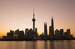 The Pudong financial district in Shanghai