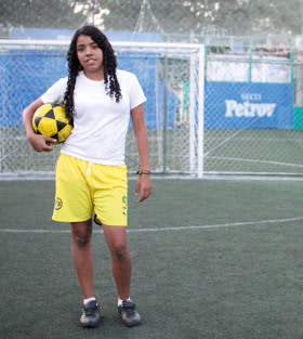 Monica, 15 yr old girl, captain of her Street World Cup team from El Salvador