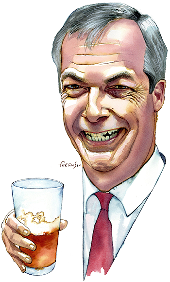 Illustration by James Ferguson of Nigel Farage