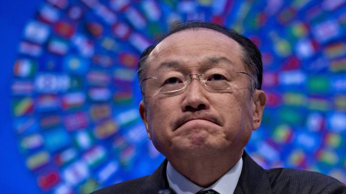 Jim Yong Kim, president of the World Bank Group, listens to a question at a news conference during the spring meetings of the International Monetary Fund and World Bank in Washington, D.C., U.S., on Thursday, April 14, 2016. Risks to global financial stability are rising as growth slows and commodity prices fall, posing the danger of an eventual stagnation in credit that saps world output, the IMF said yesterday. Photographer: Andrew Harrer/Bloomberg