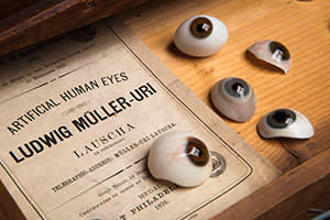 Artificial glass eyes made in Lauscha in the 19th century