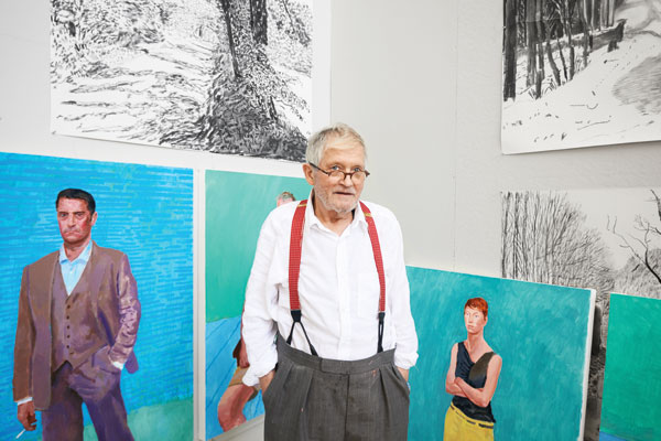 Hockney in his Los Angeles studio