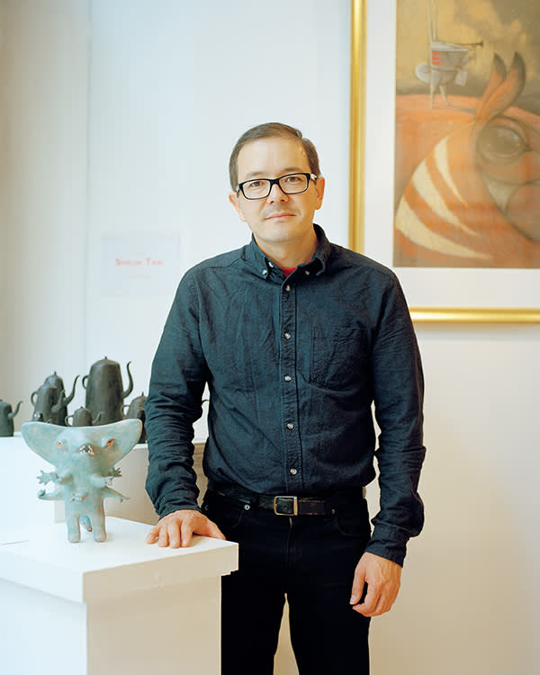 Shaun Tan, photographed at the Illustration Cupboard gallery in London