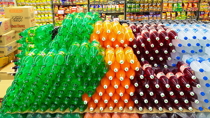Soft drinks on sale at a Malaysian supermarket