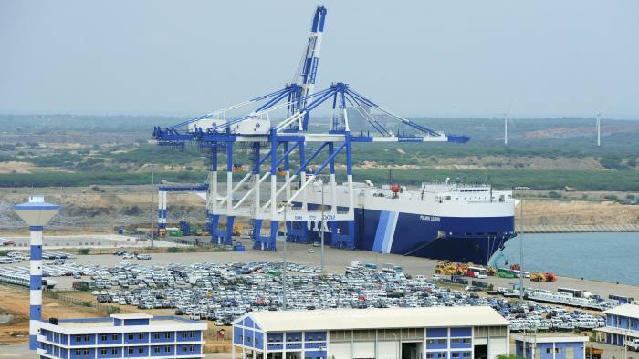 (FILES) This file photo taken on February 10, 2015 shows a general view of Sri Lanka's deep sea harbour port facilities at Hambantota. Sri Lanka's government on July 25, 2017 approved the sale of a 70 percent stake in a loss-making but strategically-placed deep sea harbour to China at $1.12 billion, the ports minister said. / AFP PHOTO / LAKRUWAN WANNIARACHCHILAKRUWAN WANNIARACHCHI/AFP/Getty Images