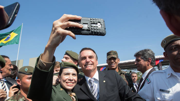 Brazilian far-right presidential candidate presidential canditate, Jair Bolsonaro attends an event ommemorating the Brazilian Army Day in Sao Paulo, Brazil, 03 May 2018. Photo: Paulo Lopes/ZUMA Wire/dpa