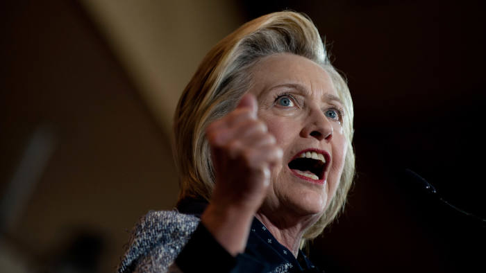 PITTSBURGH, PA - JUNE 14: Presumptive Democratic nominee for president Hillary Clinton speaks to supporters at the International Brotherhood of Electric Workers Hall on Tuesday, June 14, 2016 in Pittsburgh, Pennsylvania. In the wake of the shooting in Orlando, Florida, Clinton is campaigning in Ohio and Pennsylvania to present her vision for a stronger and safer America. (Photo by Jeff Swensen/Getty Images)