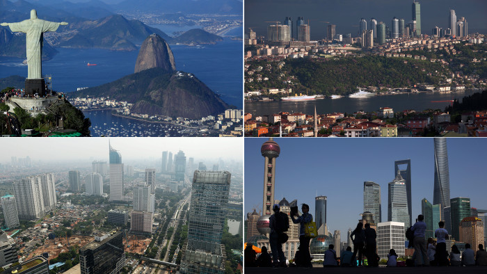 Emerging markets: Clockwise from top left, Brazil, Turkey, China and Indonesia