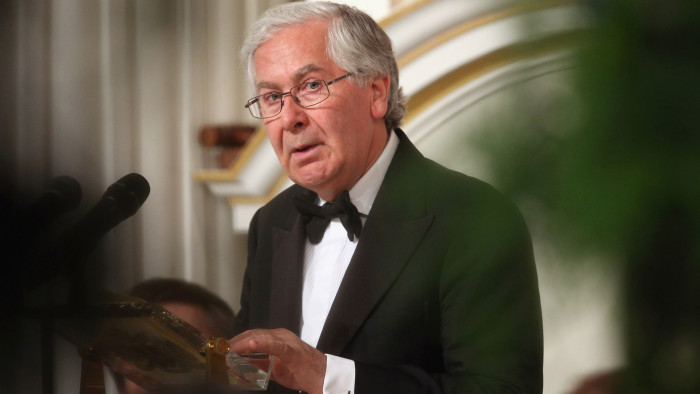 Governor of the Bank of England, Mervyn King, addresses the audience of the 'Lord Mayor's Dinner to the Bankers and Merchants of the City of London' at the Mansion House on June 19, 2013 in London, England. 