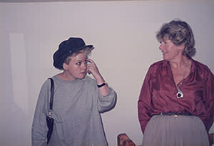 Nicola Hicks, left, and Angela Flowers (in 1984, when Hicks exhibited)