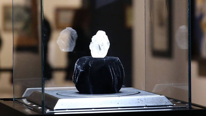 the 1109-carat rough Lesedi La Rona diamond, the biggest rough diamond discovered in more than a century, at Sotheby's on May 04, 2016 in New York City