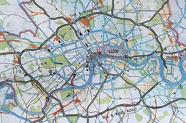 Map showing road proposals for London, 1943