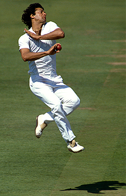 Khan in action at Lord’s in 1987