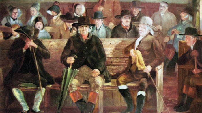 Quaker meeting. After painting of 1839.