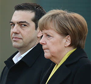 Greek PM Alexis Tsipras with German chancellor Angela Merkel