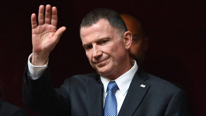 (FILES) In this file photo taken on May 16, 2018 Israeli parliament (Knesset) speaker Yuli Edelstein gestures prior to attend a session of Questions to the government at the French National Assembly in Paris, as part of his state visit to France. - Edelstein, a close ally of right-wing Prime Minister Benjamin Netanyahu, resigned as speaker of Israeli parliament according to a statememt released on March 25. (Photo by Eric Feferberg / AFP) (Photo by ERIC FEFERBERG/AFP via Getty Images)