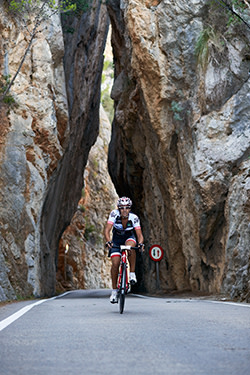 A cyclist on Sa Calobra