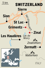 Zinal and Grimentz ski map