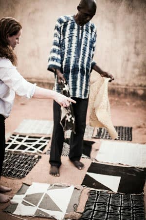Rebecca Hoyes, of Habitat, and designer Boubacar Doumbla in Mali