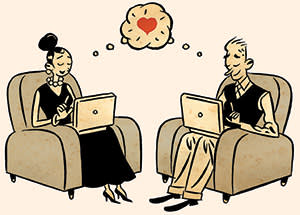 Illustration depicting 21st-century relationships