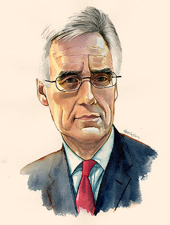 Lunch with the FT illustration of Adair Turner by James Ferguson