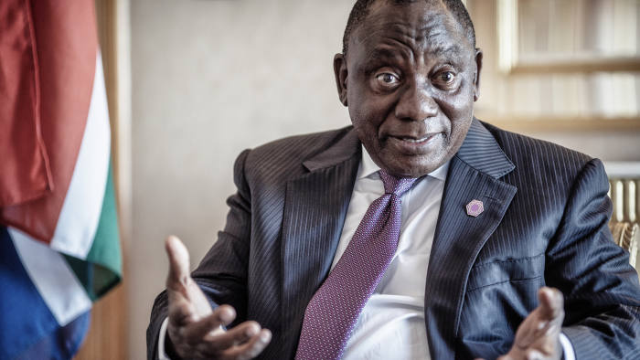 18/4/2018  Cyril Ramaphosa, President of South Africa, photographed during an interview with the Financial Times this afternoon at the Hilton, Park Lane, London.   